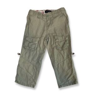 Ralph Lauren Girl's Linen Convertible Pants Capris Light Khaki Green Size 4T GUC